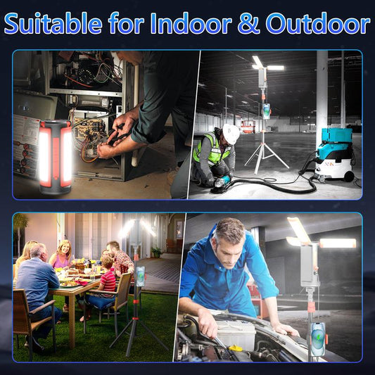 3-Head LED Camping Light with 10000Mah Power Bank - Portable Rechargeable