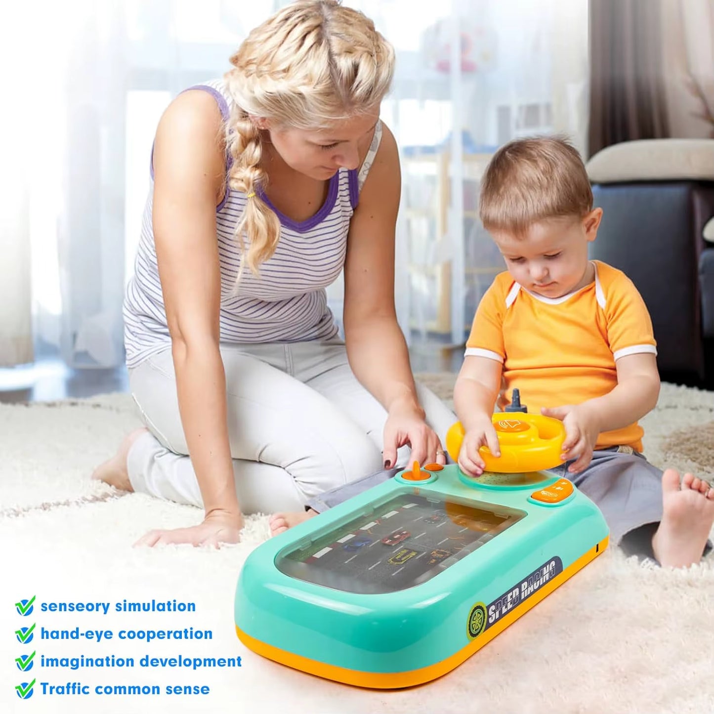 Musical Steering Wheel Toys for Boys 4-6 Toddler Simulated Driving