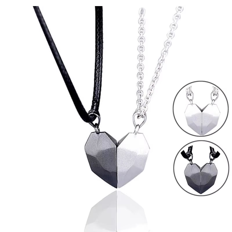 2Pcs Magnetic Heart Couple Necklace Gifts