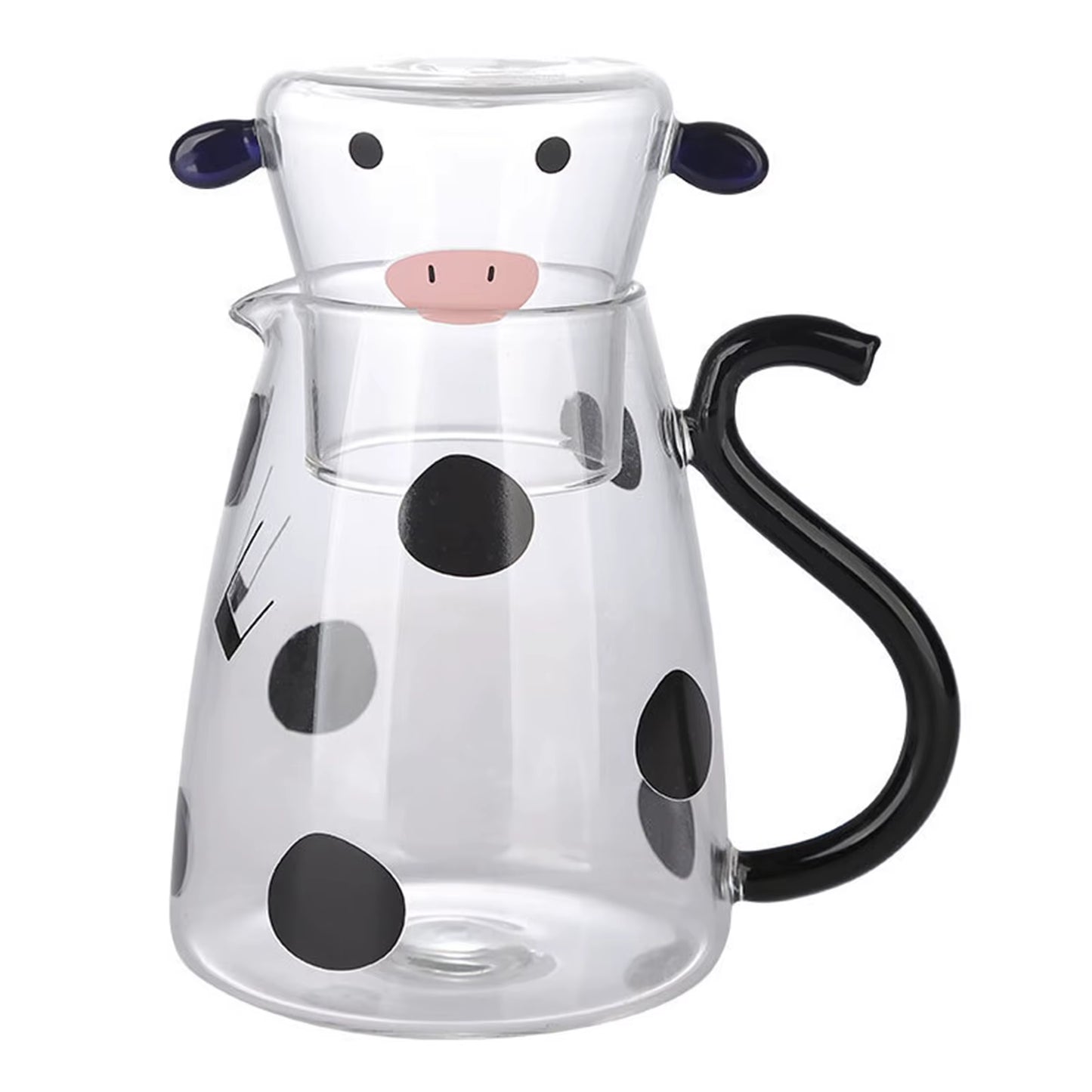 Glass Cold Water Kettle with Handle Lovely Cartoon