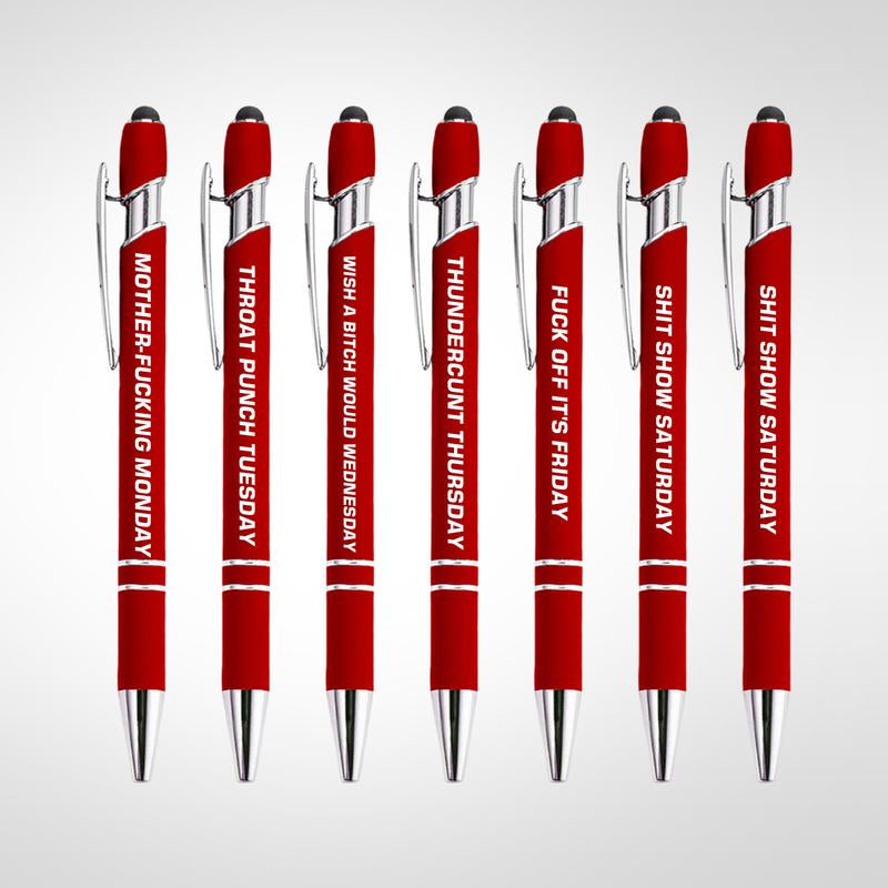 Funny Daily Quotes Metal Ballpoint Pen Set, 7 Counts per Set, Daily Funny & Sarcastic Quotes, Smooth Writing Pens, Office Stationery & Supplies