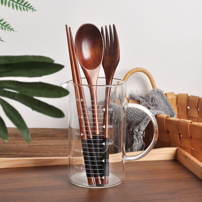 Wooden Tableware Set, 18 Counts Including Spoon, Chopsticks & Fork Set