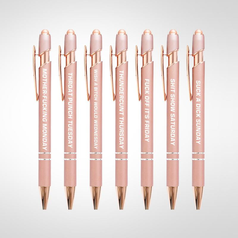 Funny Daily Quotes Metal Ballpoint Pen Set, 7 Counts per Set, Daily Funny & Sarcastic Quotes, Smooth Writing Pens, Office Stationery & Supplies