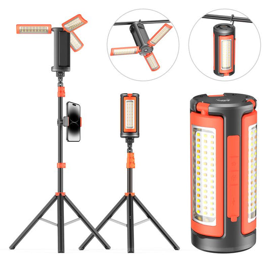 3-Head LED Camping Light with 10000Mah Power Bank - Portable Rechargeable