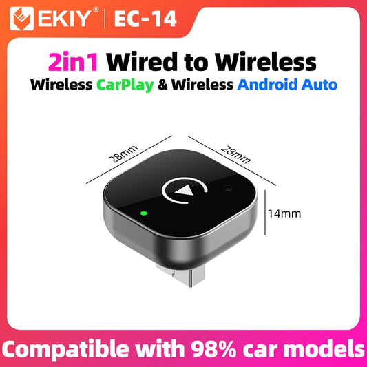 2In1 Carplay Dongle Android Auto Adapter Wired to Wireless Smart Box Car