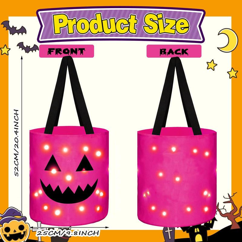 Light up Halloween(2Pcs) Baskets, Halloween Trick or Treat Bucket for Kids led Light up 