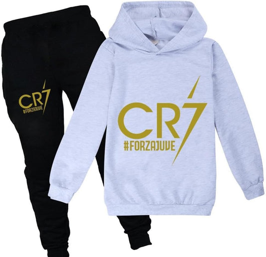 CR7  Hoodies Suit Long Sleeve Sweatshirts Set Graphic Pullover Tops for Kids