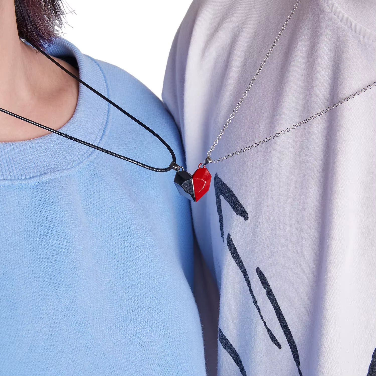 2Pcs Magnetic Heart Couple Necklace Gifts