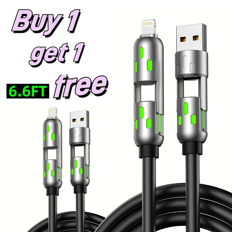 [Buy 1 Get 1 Free] 6.6Ft 4-In-1 Multi USB Charging Cable with USB A,Type C,Lightning-Max65W Fast Charging & Data Sync