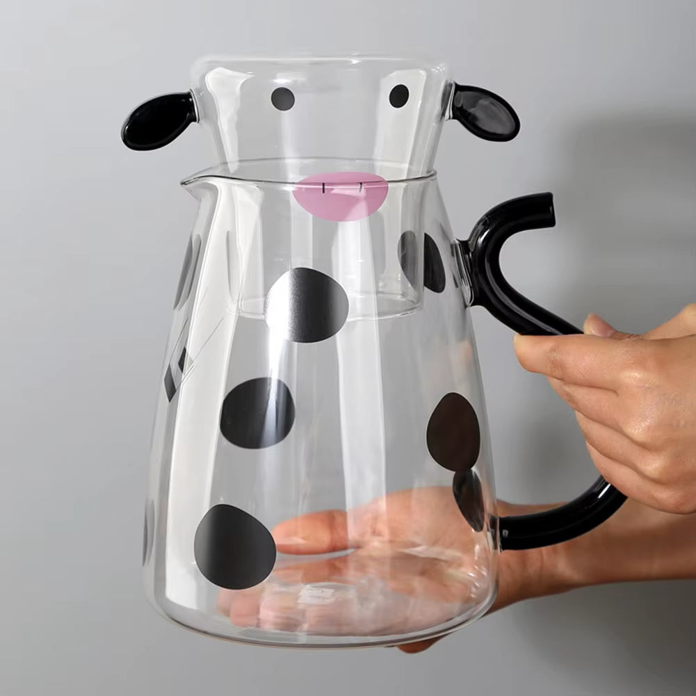 Glass Cold Water Kettle with Handle Lovely Cartoon