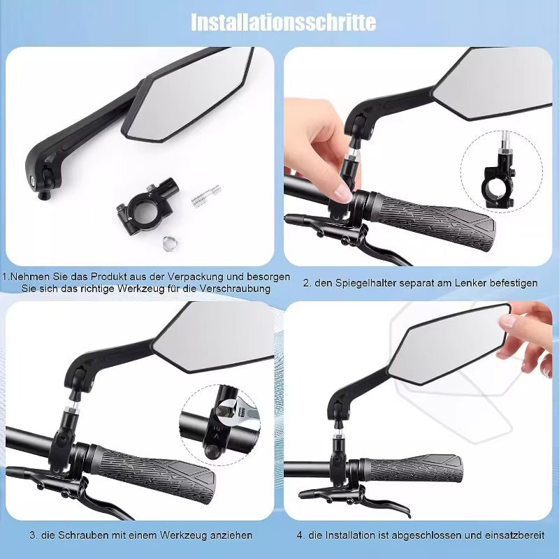 Bike Rearview Mirror Reflector Adjustable Rotatable