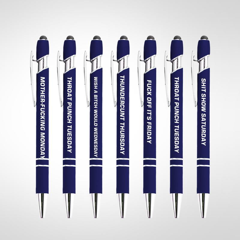 Funny Daily Quotes Metal Ballpoint Pen Set, 7 Counts per Set, Daily Funny & Sarcastic Quotes, Smooth Writing Pens, Office Stationery & Supplies