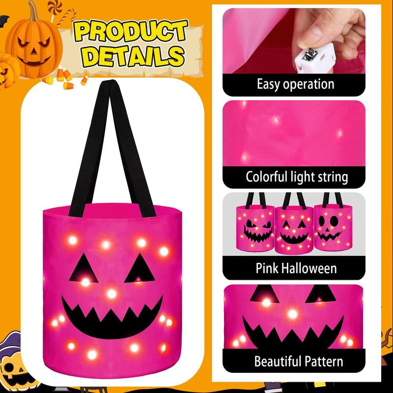 Light up Halloween(2Pcs) Baskets, Halloween Trick or Treat Bucket for Kids led Light up 