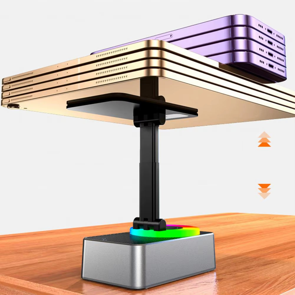 Bluetooth-Compatible Audio Power Phone Holder Rotating Phone Stand with Wireless Speaker Foldable Adjustable