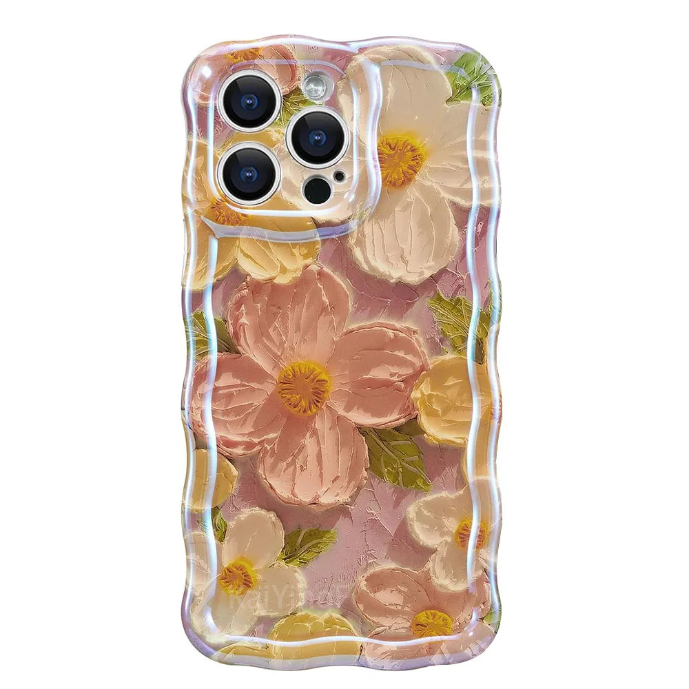 Stylish Phone Case for Iphone Cute Floral Wave Border Exquisite Cover