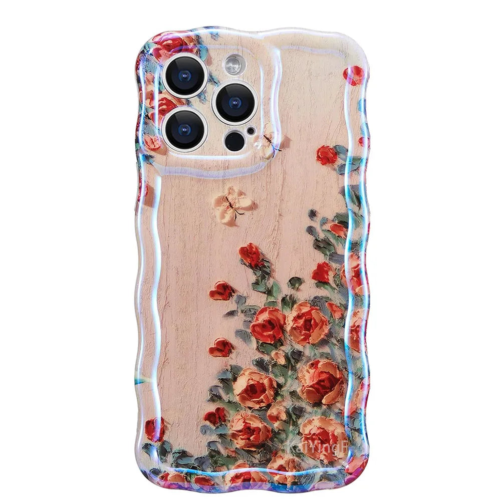Stylish Phone Case for Iphone Cute Floral Wave Border Exquisite Cover