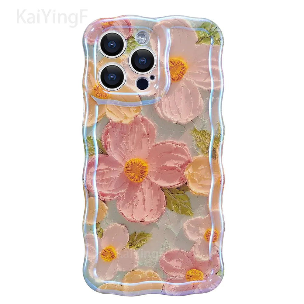 Stylish Phone Case for Iphone Cute Floral Wave Border Exquisite Cover
