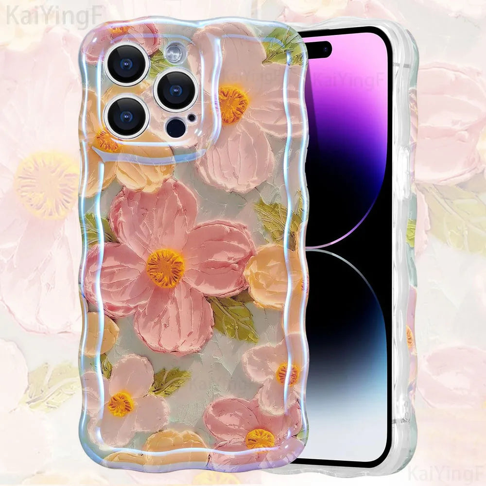 Stylish Phone Case for Iphone Cute Floral Wave Border Exquisite Cover