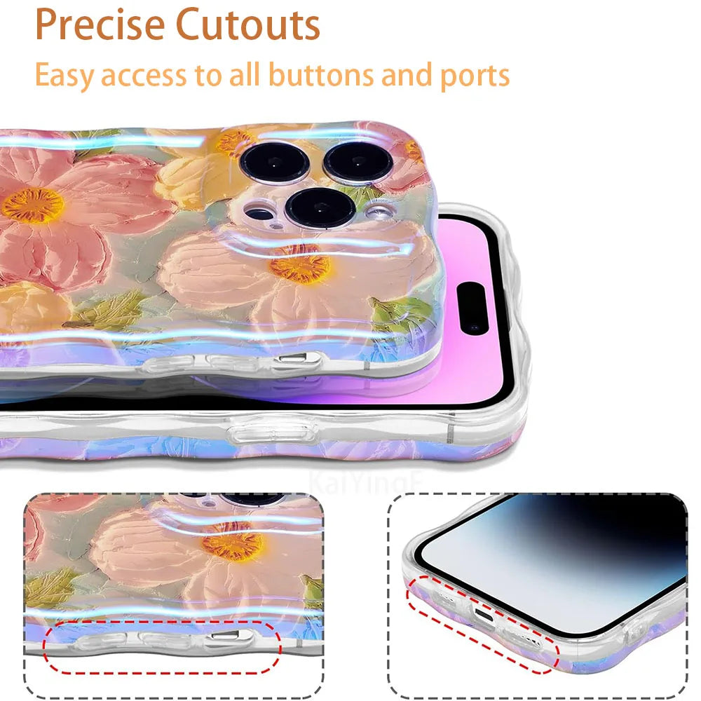 Stylish Phone Case for Iphone Cute Floral Wave Border Exquisite Cover