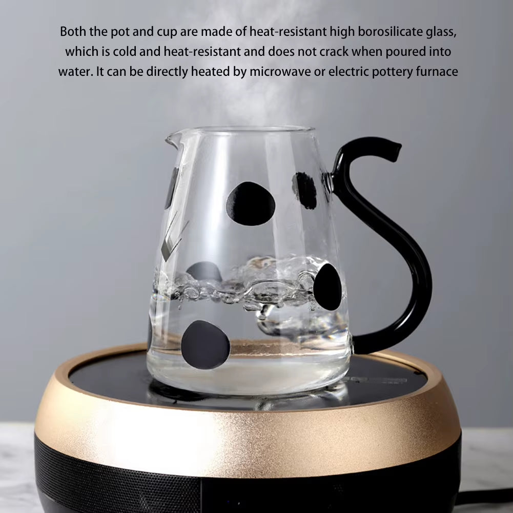 Glass Cold Water Kettle with Handle Lovely Cartoon