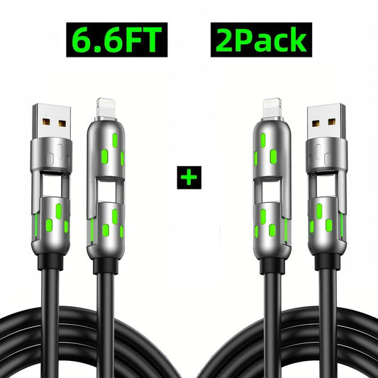 [Buy 1 Get 1 Free] 6.6Ft 4-In-1 Multi USB Charging Cable with USB A,Type C,Lightning-Max65W Fast Charging & Data Sync