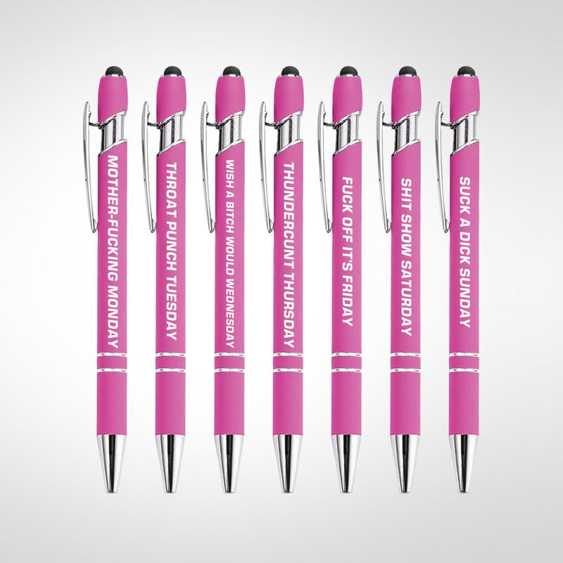 Funny Daily Quotes Metal Ballpoint Pen Set, 7 Counts per Set, Daily Funny & Sarcastic Quotes, Smooth Writing Pens, Office Stationery & Supplies