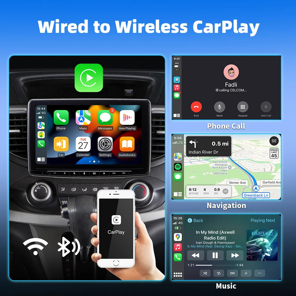 2In1 Carplay Dongle Android Auto Adapter Wired to Wireless Smart Box Car