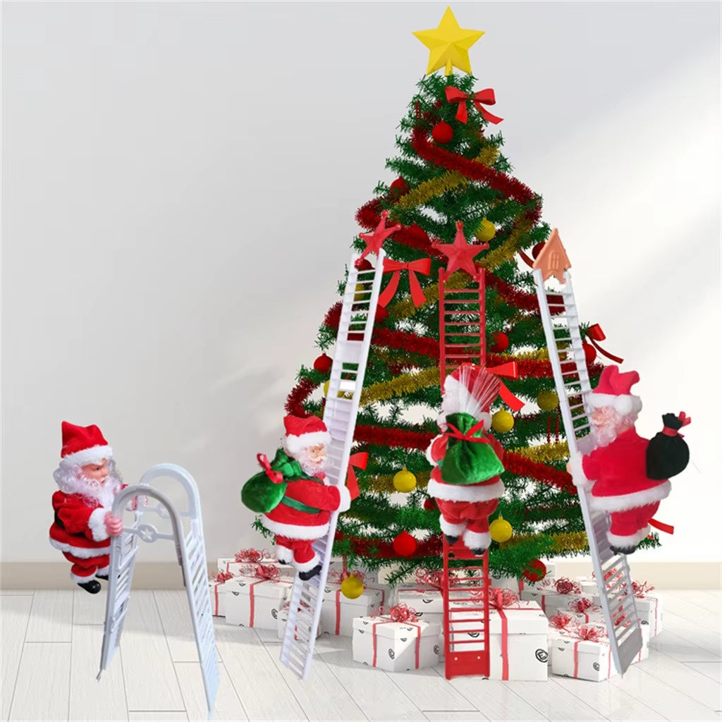 2024 Santa Claus Doll Climbing Ladder with Music Christmas Tree
