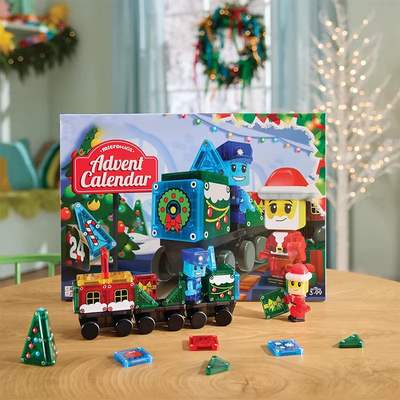 Christmas Advent Calendar Ornaments Magnetic Santa Claus Train