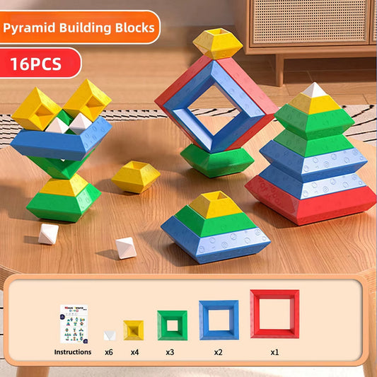 16PCS Pyramid Building Blocks Assembly Puzzle Toys Intellectual