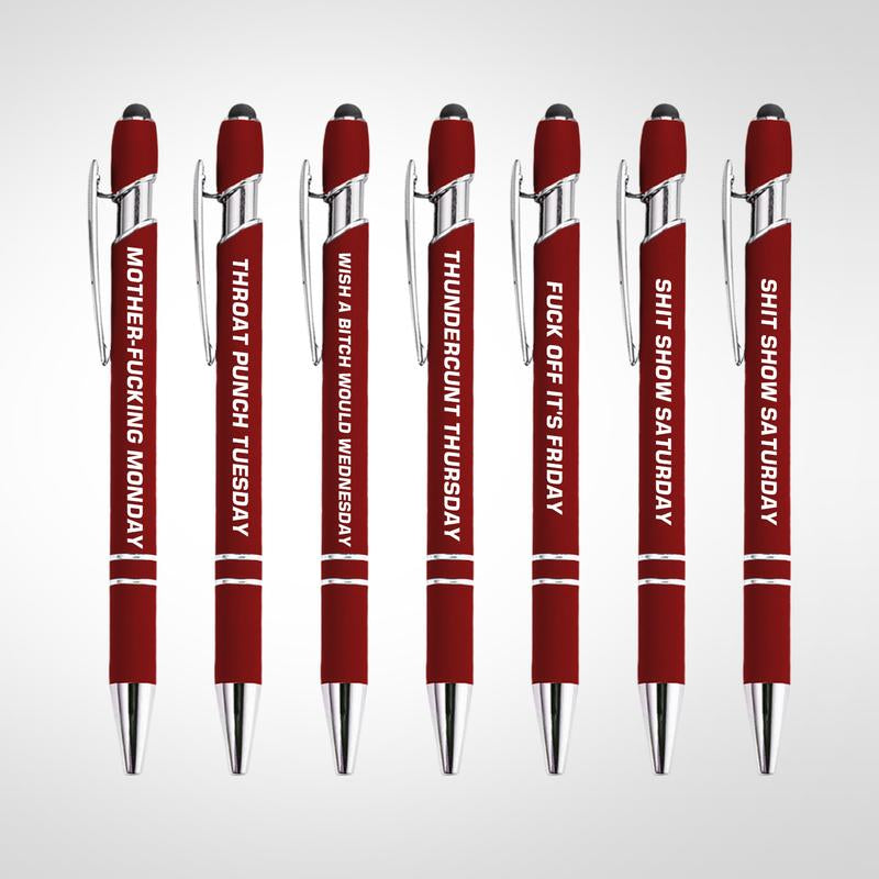 Funny Daily Quotes Metal Ballpoint Pen Set, 7 Counts per Set, Daily Funny & Sarcastic Quotes, Smooth Writing Pens, Office Stationery & Supplies