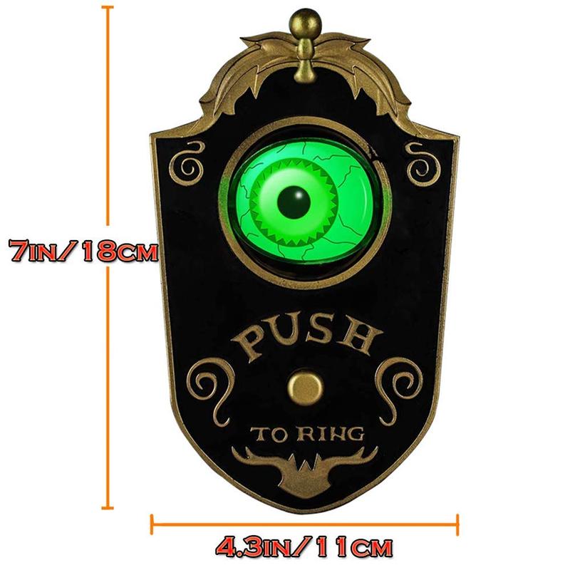 Halloween Scary Doorbell with Animated Eyeball, Light up Haunted House Prop with Spooky Tricky Sounds
