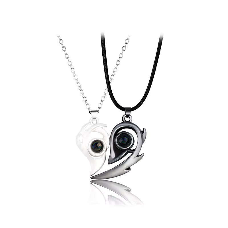 2Pcs Magnetic Heart Couple Necklace Gifts