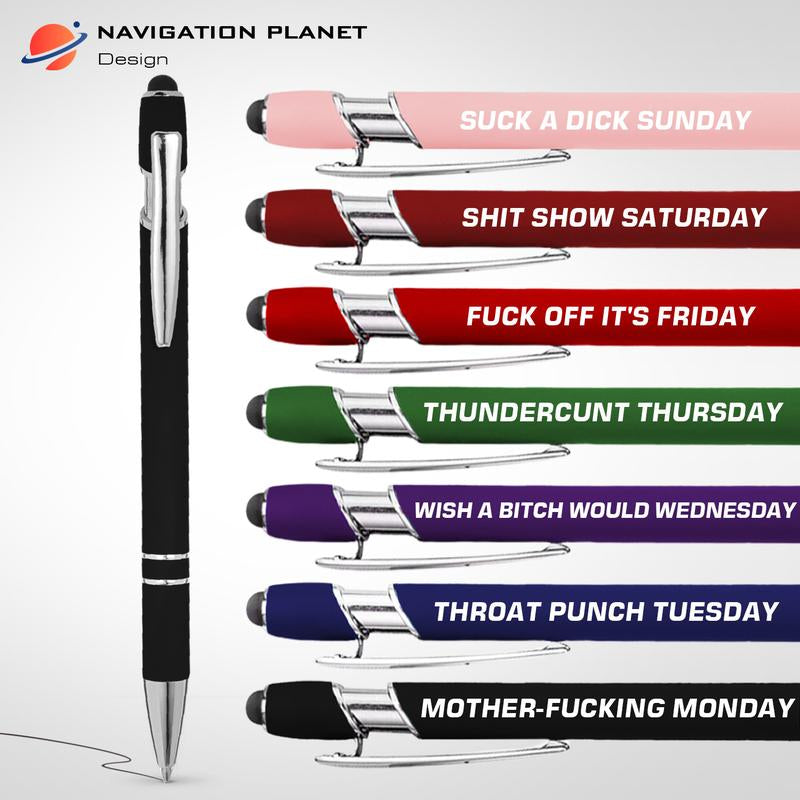 Funny Daily Quotes Metal Ballpoint Pen Set, 7 Counts per Set, Daily Funny & Sarcastic Quotes, Smooth Writing Pens, Office Stationery & Supplies