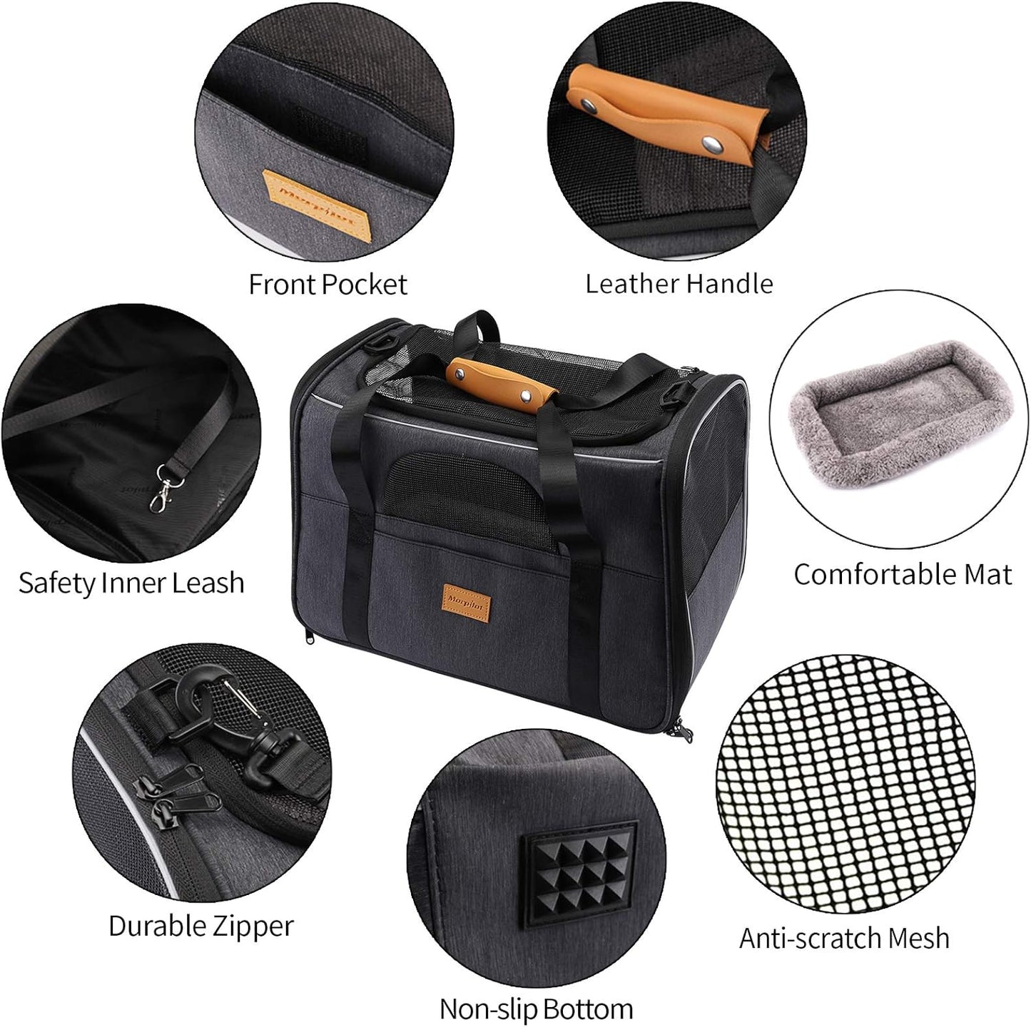 Cat Carrier, Portable Pet Carrier Bag for Cats and Small Dogs, Foldable Soft, Airline Approved Pet Travel