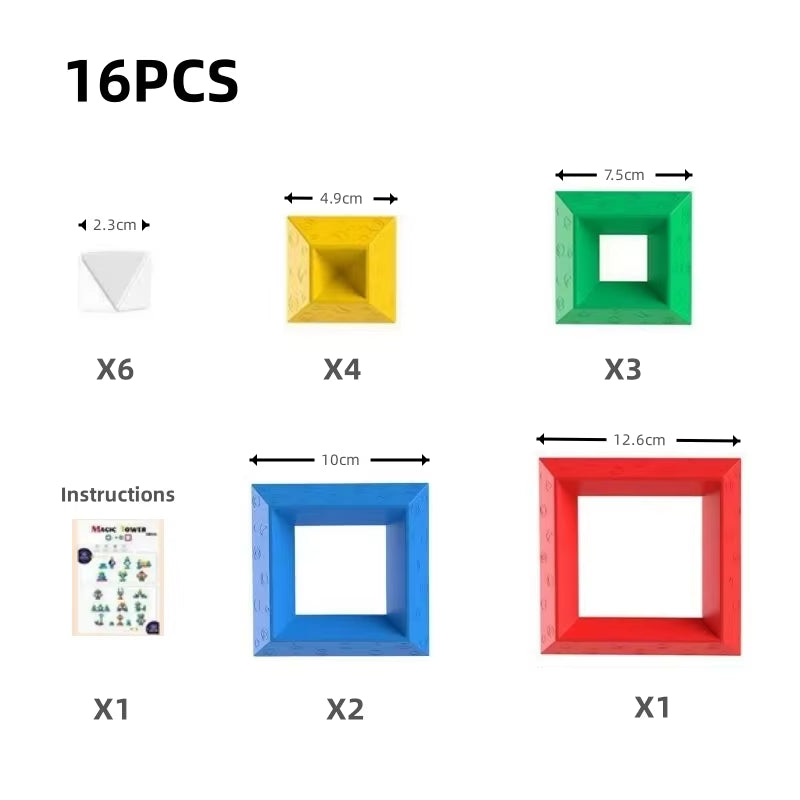 16PCS Pyramid Building Blocks Assembly Puzzle Toys Intellectual