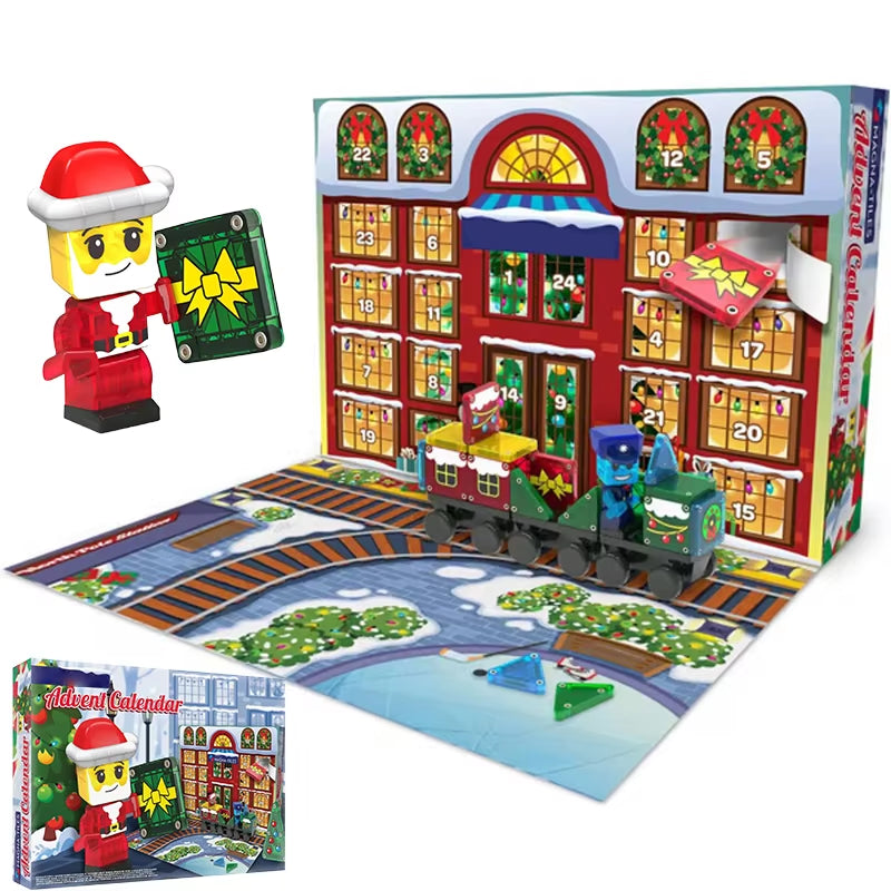 Christmas Advent Calendar Ornaments Magnetic Santa Claus Train